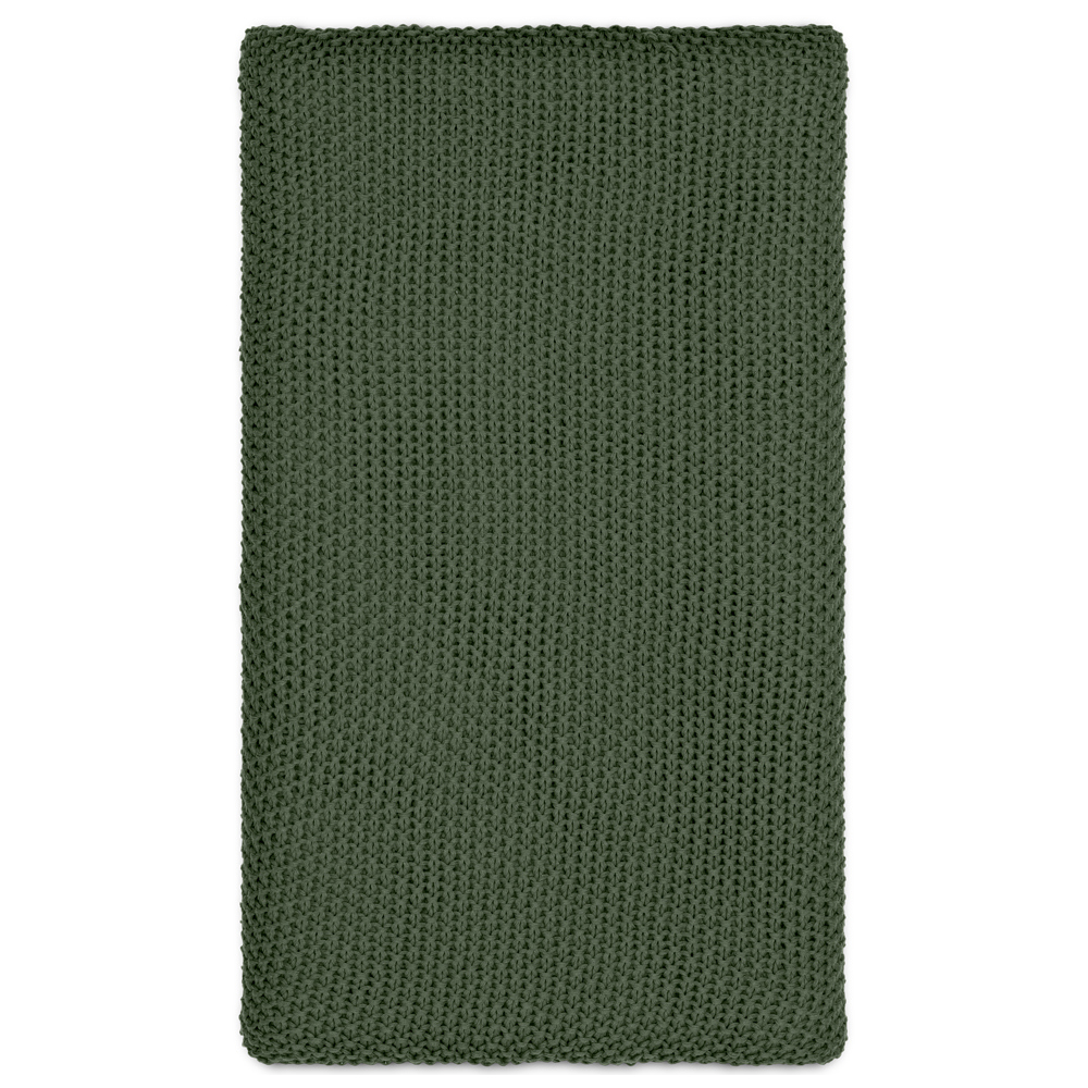 Nkuku Nahan Moss Stitch Cotton Throw Forest Green